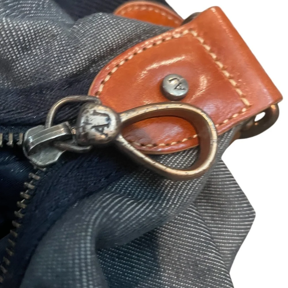 Armani Exchange Distressed leather-trimmed Denim Tote Bag‎